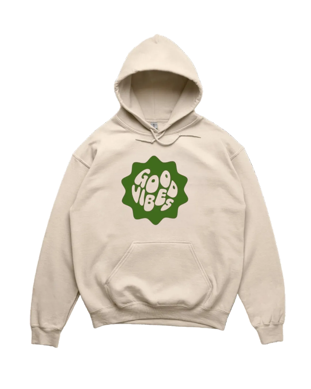 Good Vibes Retro Bubble Hoodie – Neutral Sand