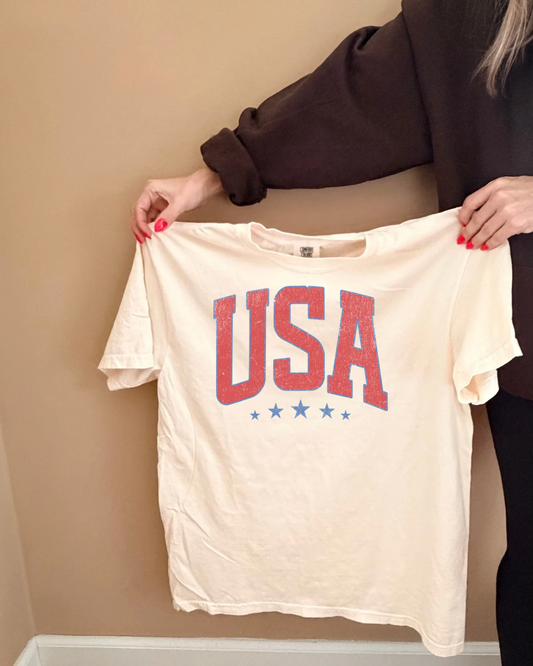 USA Vintage Tee in Ivory